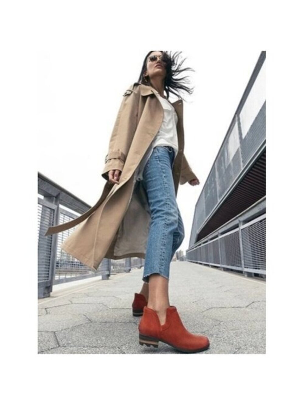 Sorel Lola Suede Cut-Out Ankle Boots in Rust size 10